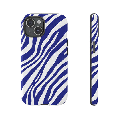 Modern Electric Blue Zebra Print Phone Case