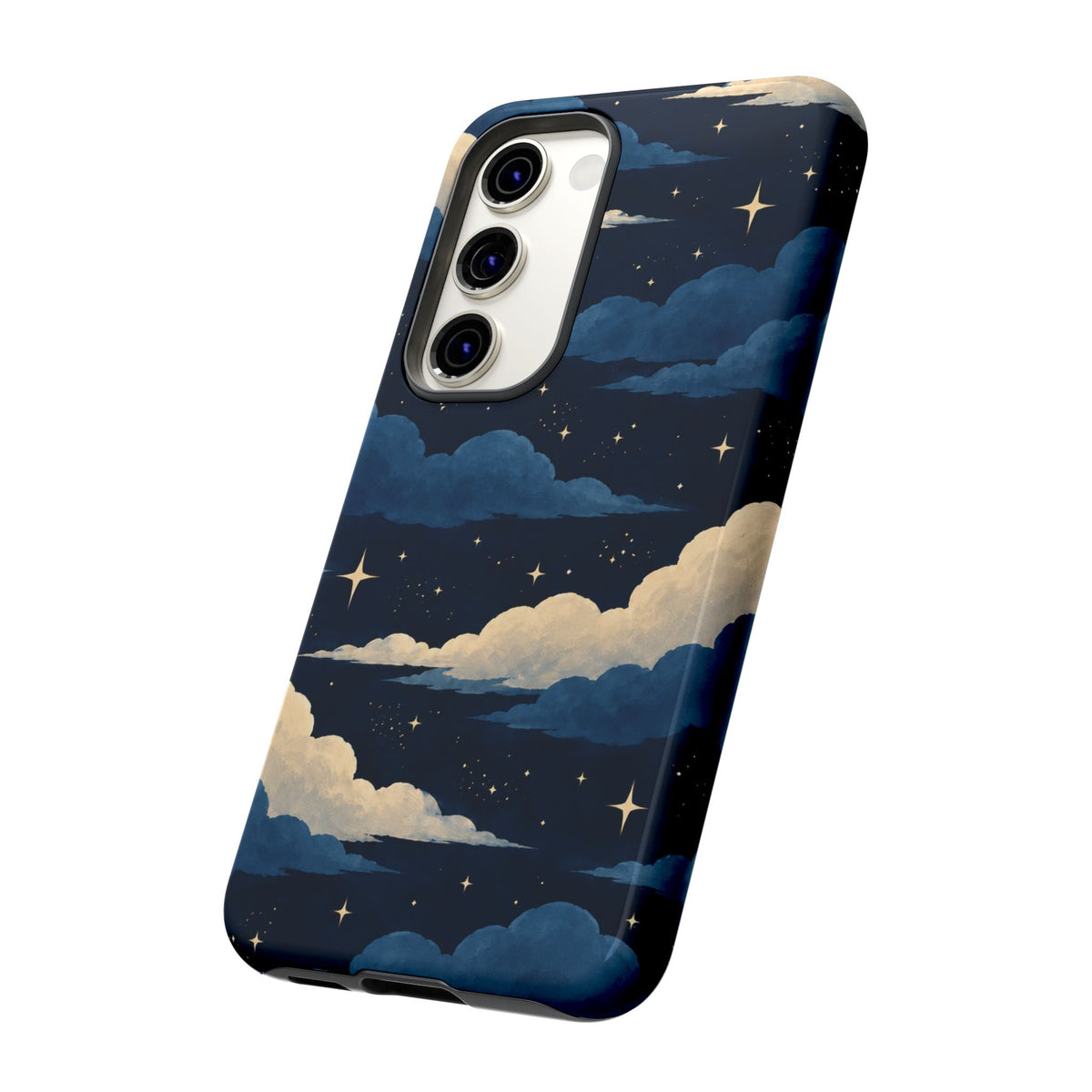 Illustrated Navy Blue Clouds & Stars Phone Case