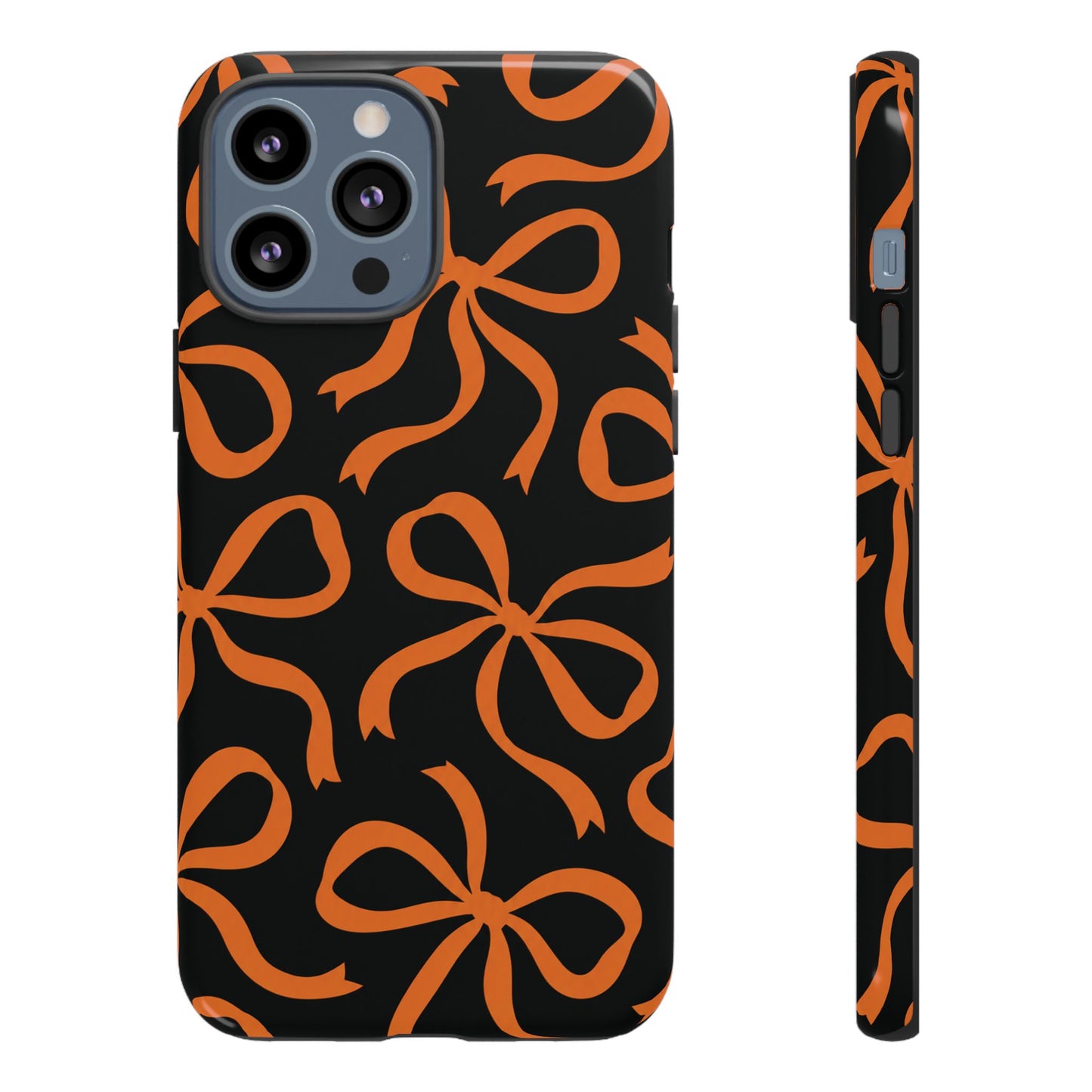 Bold Black and Burnt Orange Bow Pattern Phone Case