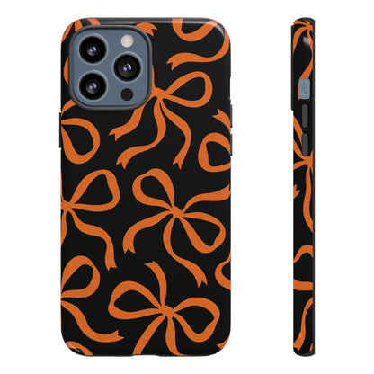 Bold Black and Burnt Orange Bow Pattern Phone Case