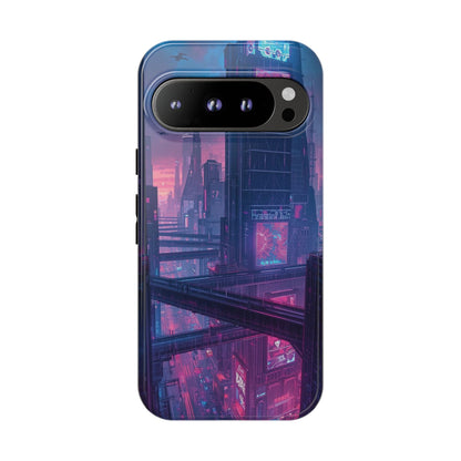Neon Cyberpunk Megacity Sci-fi Phone Case - Blue Phone Case - Google Pixel 9 Pro / Glossy