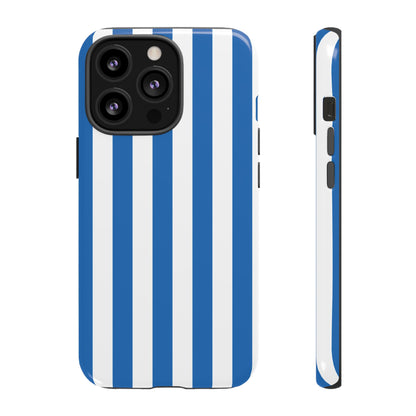 iPhone 13 Pro / Glossy Phone Case - Simple Light Blue & White Stripe Pattern Phone Case