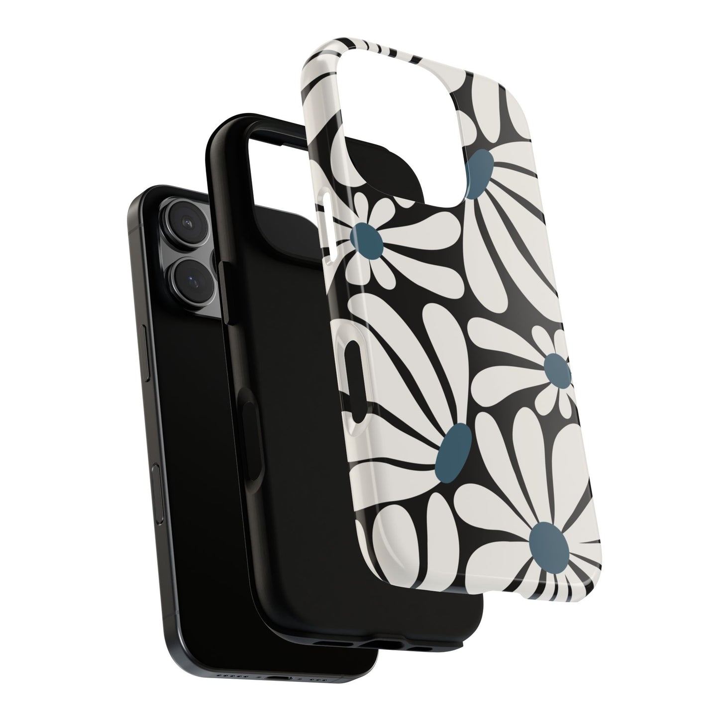 Phone Case - Retro Black Daisy Pattern Phone Case
