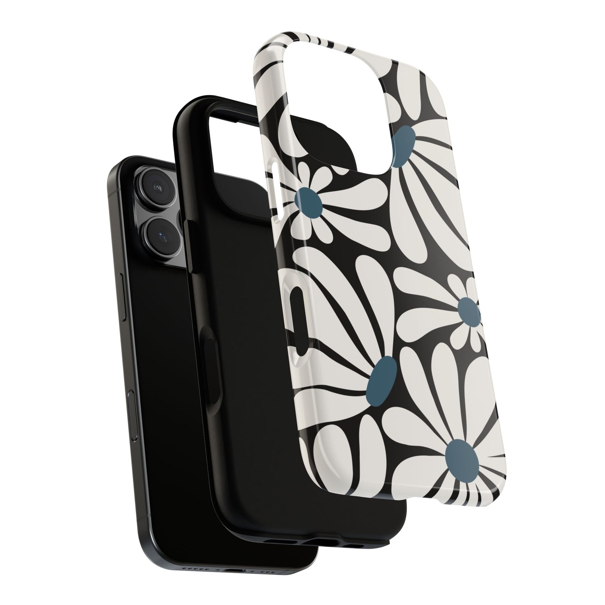 Phone Case - Retro Black Daisy Pattern Phone Case