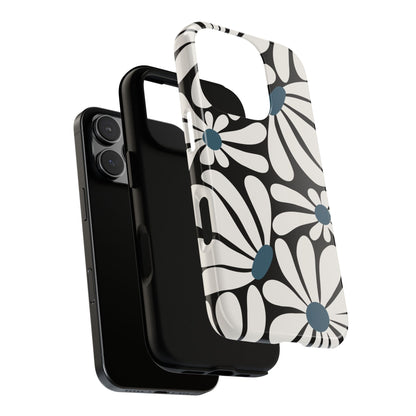 Phone Case - Retro Black Daisy Pattern Phone Case