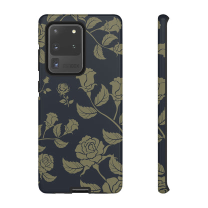 Samsung Galaxy S20 Ultra / Glossy Phone Case - ’Blue & Olive Rose Pattern’ Phone Case