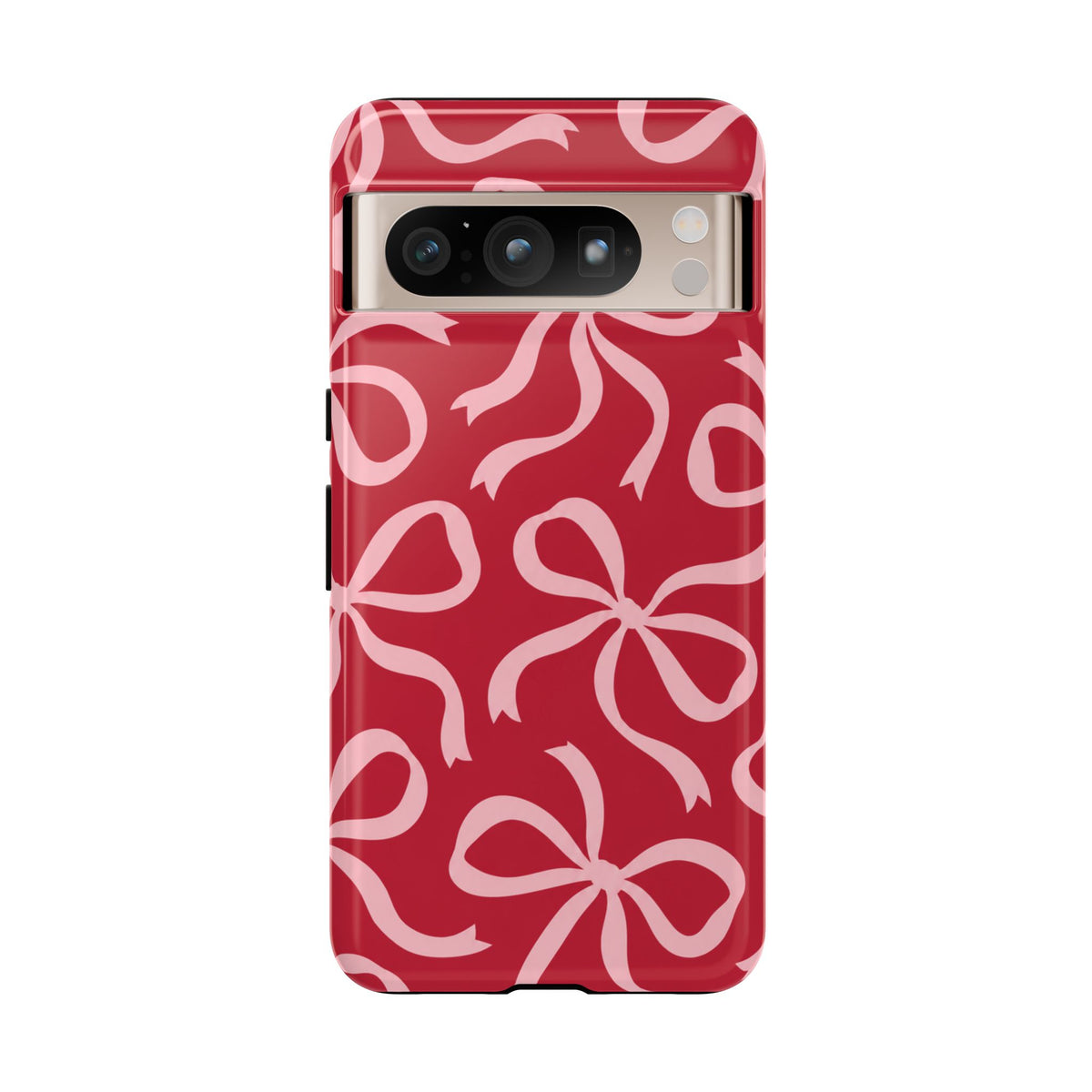 Bold Raspberry Red and Blush Pink Bow Pattern Phone Case
