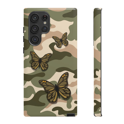 Samsung Galaxy S22 Ultra / Glossy Phone Case - Green Butterfly Camo Phone Case