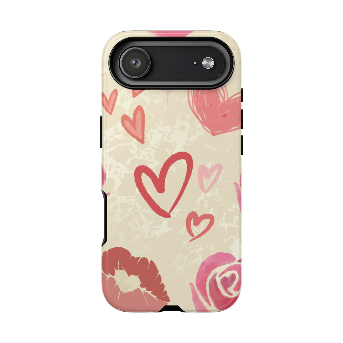 Cute Pink Heart & Rose Pattern Phone Case - Pink Phone Case - iPhone 17 Air / Glossy