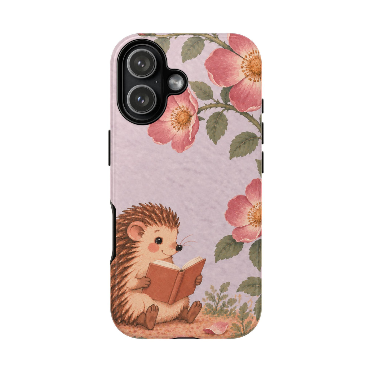 Whimsical Lilac Hedgehog and Wild Rose Phone Case - Purple Phone Case - iPhone 17 / Glossy