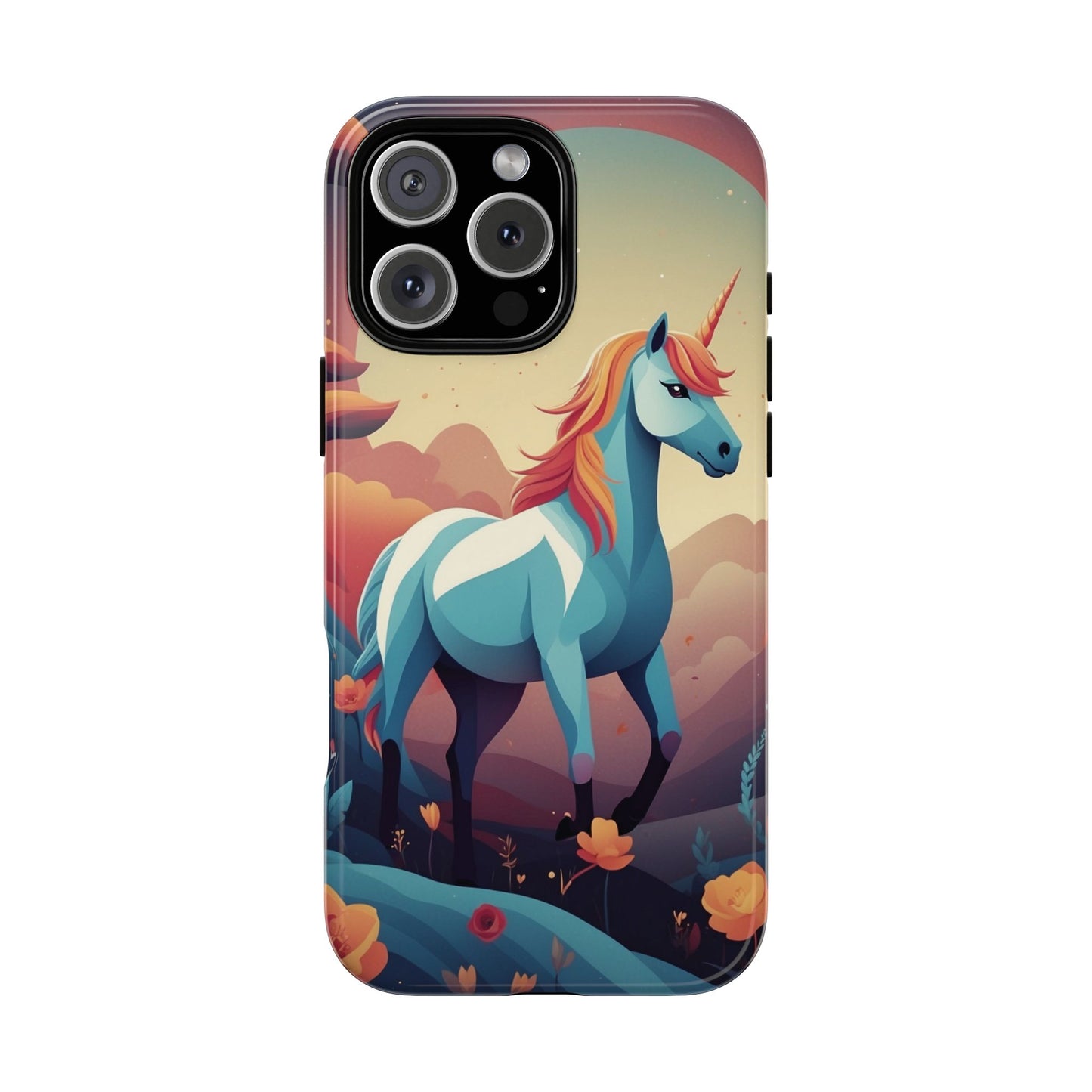 iPhone 16 Pro Max / Glossy Phone Case - Stylised Unicorn Design Phone Case