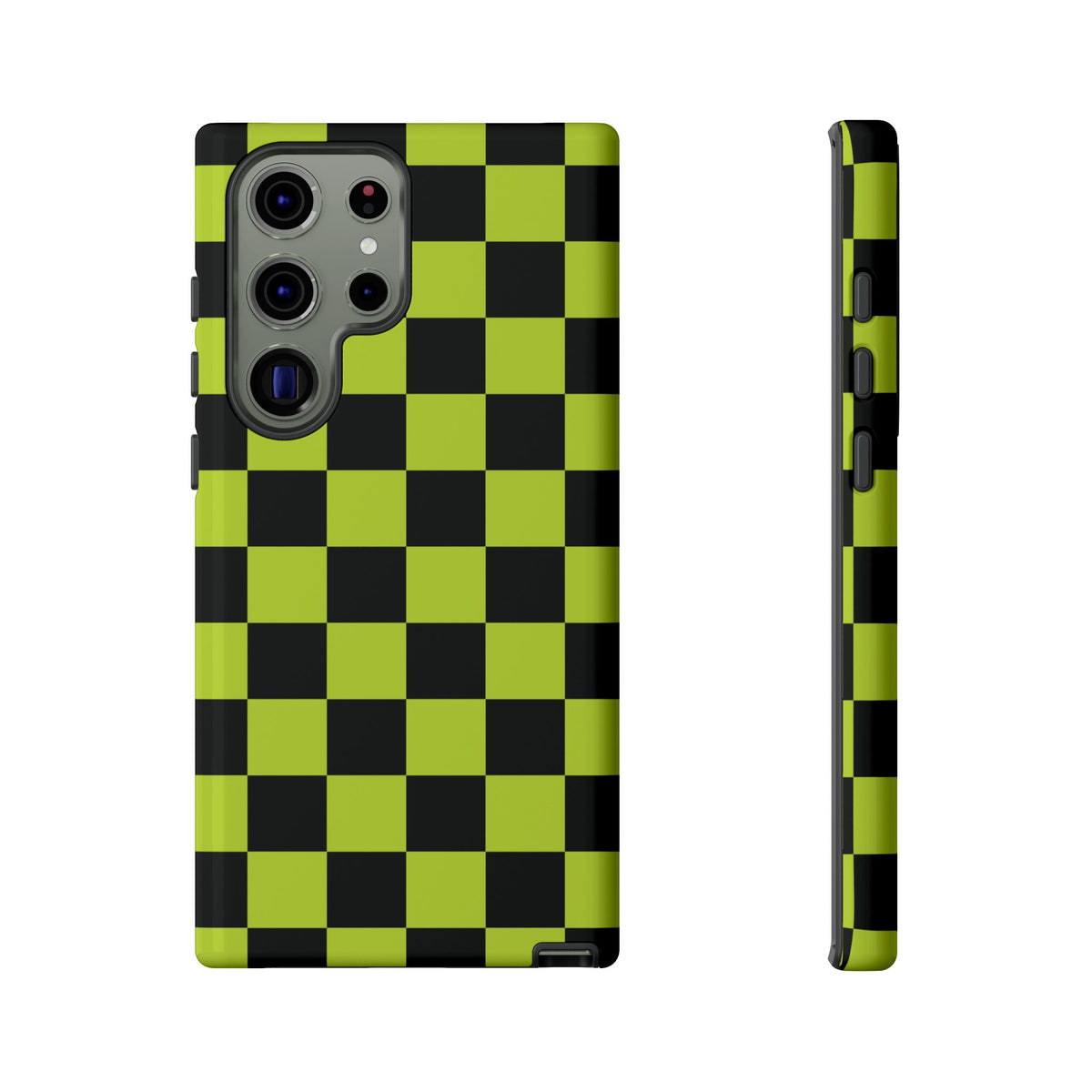 Trendy Neon Lime Green & Black Checked Pattern Phone Case - Green Phone Case - Samsung Galaxy S23 Ultra / Glossy