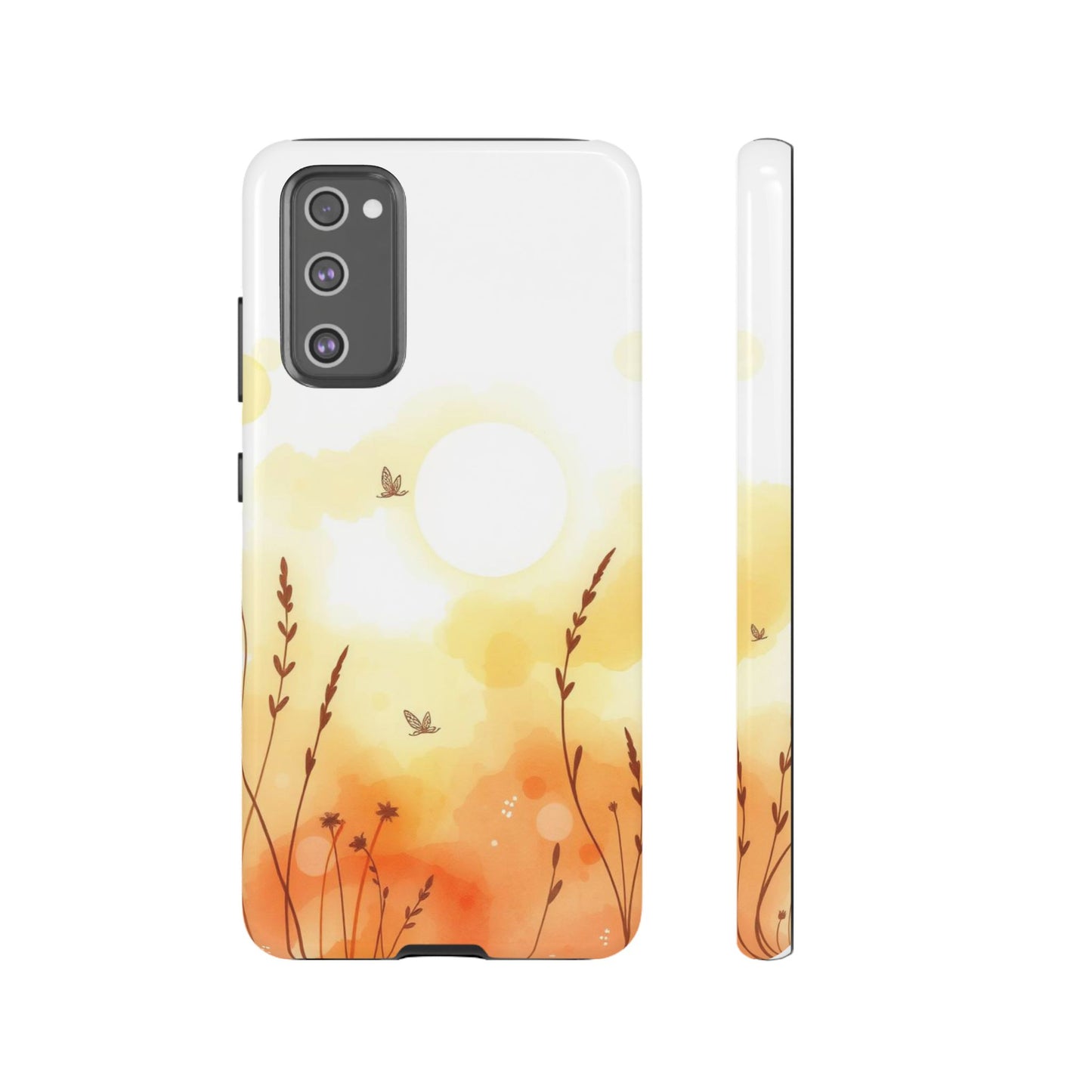 Samsung Galaxy S20 FE / Glossy Phone Case - Boho Chic Watercolour Wildflower Pattern Phone Case