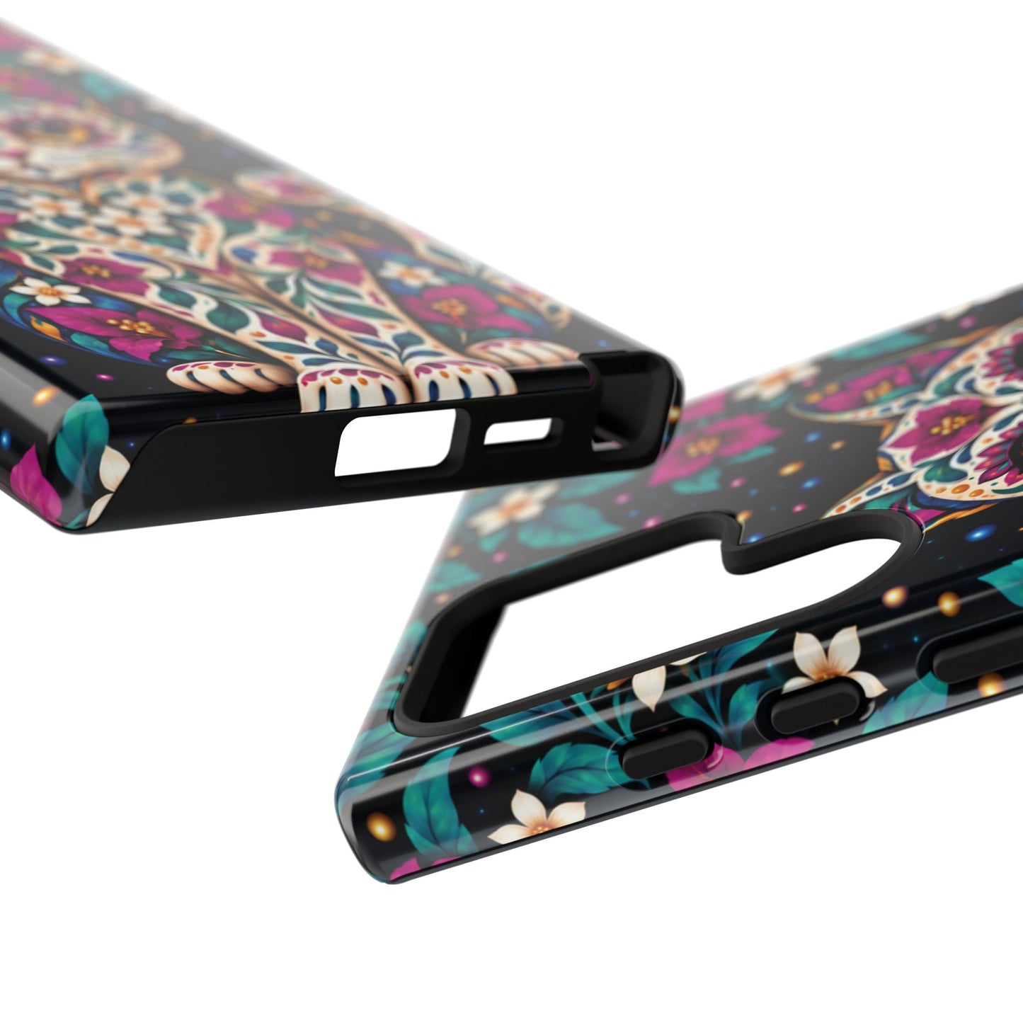 Vibrant Purple and Teal Calavera Cat Phone Case - Multicolor Phone Case
