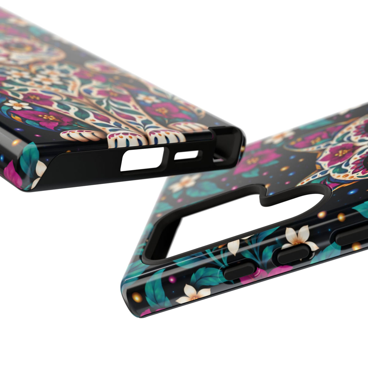 Vibrant Purple and Teal Calavera Cat Phone Case - Multicolor Phone Case