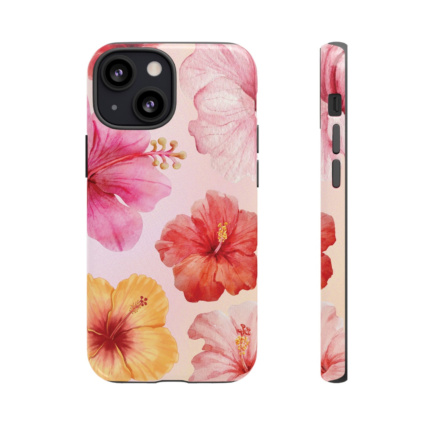 iPhone 13 Mini / Glossy Phone Case - ’Pink Hibiscus Pattern #1’ Phone Case