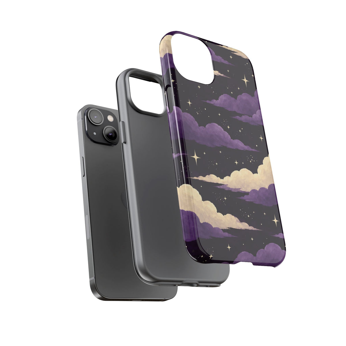 Illustrated Purple Clouds & Stars Phone Case