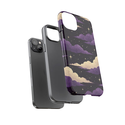 Illustrated Purple Clouds & Stars Phone Case