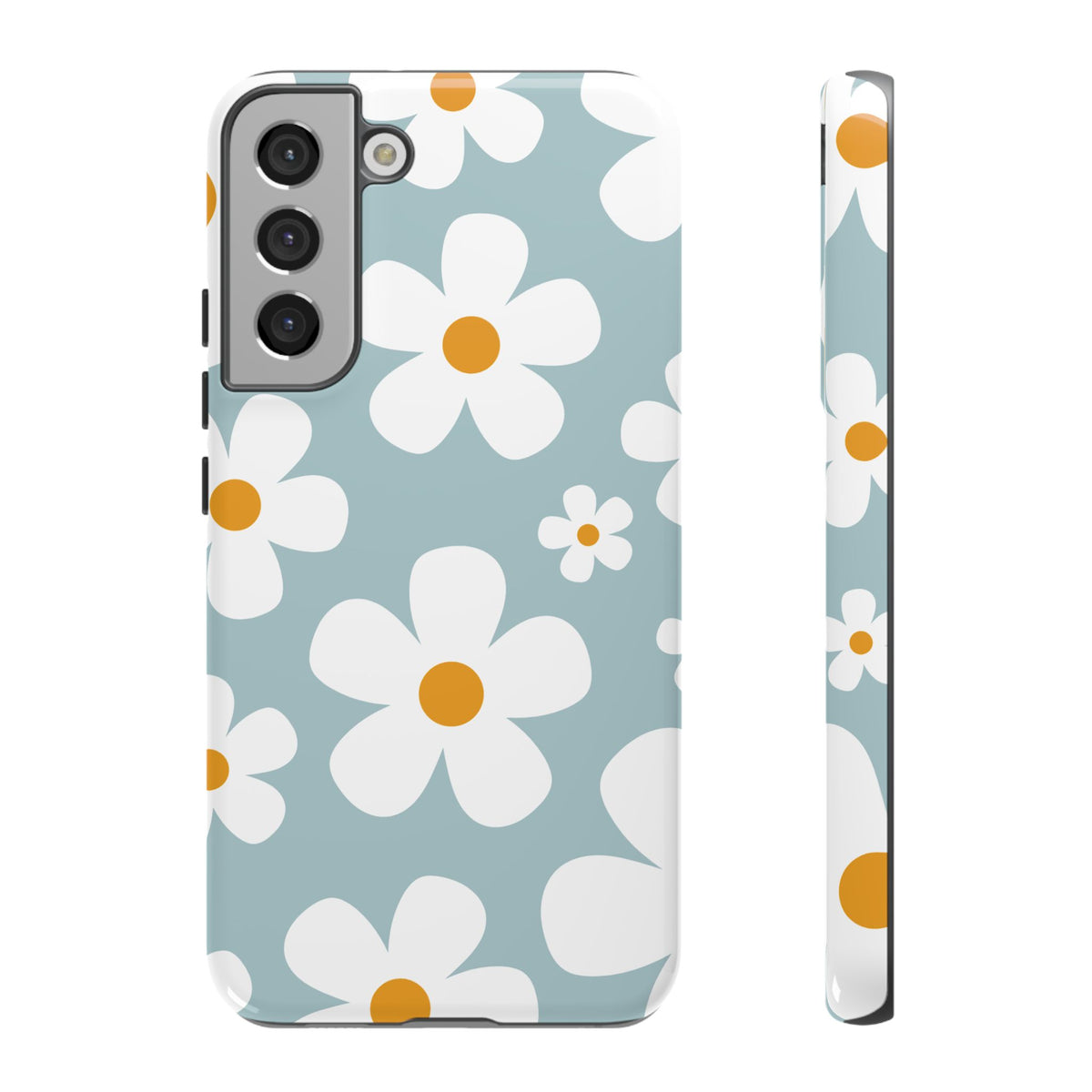 Cute Blue Daisy Pattern Phone Case - Blue Phone Case - Samsung Galaxy S22 Plus / Glossy