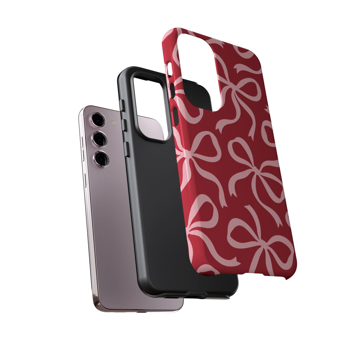 Bold Raspberry Red and Blush Pink Bow Pattern Phone Case