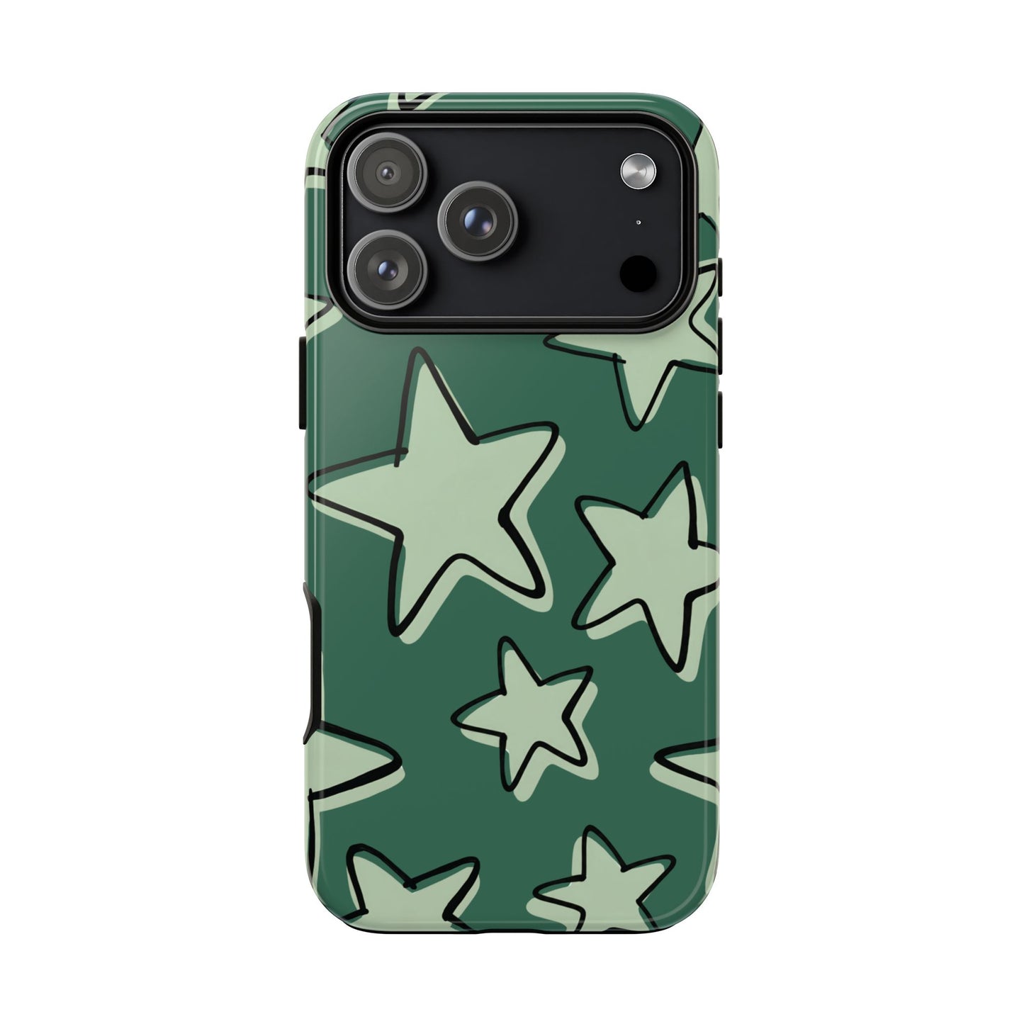 Forest Green Doodle Star Phone Case