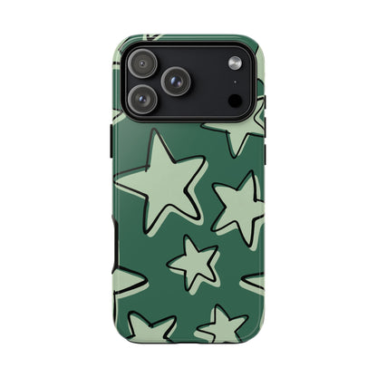Forest Green Doodle Star Phone Case