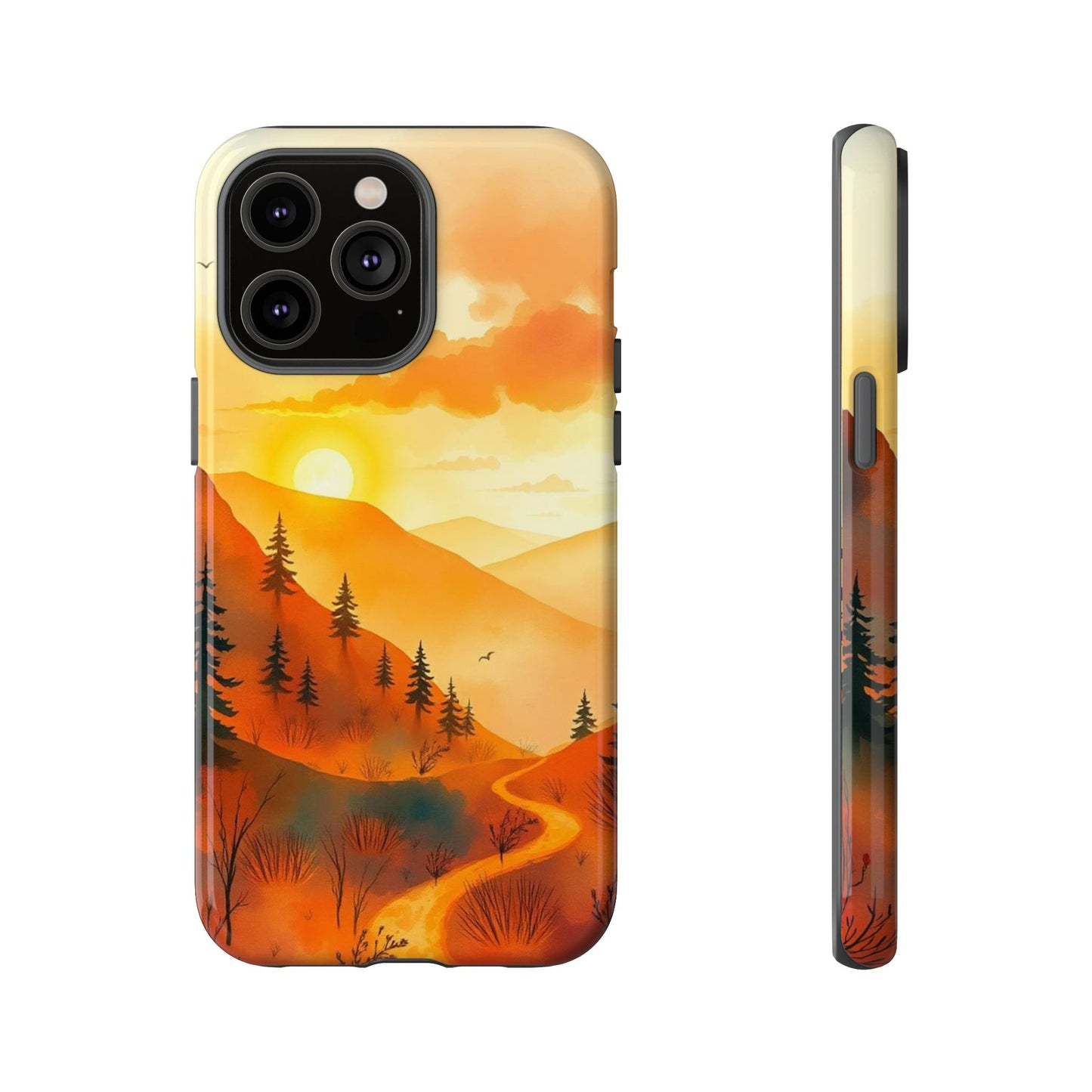 iPhone 14 Pro Max / Glossy Phone Case - Golden Sunset Design Phone Case