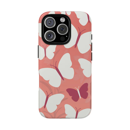 iPhone 16 Pro / Glossy Phone Case - Minimalist Pink Butterfly Pattern Phone Case