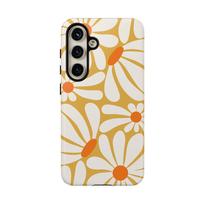 Samsung Galaxy S24 / Glossy Phone Case - Retro Yellow Daisy Pattern Phone Case
