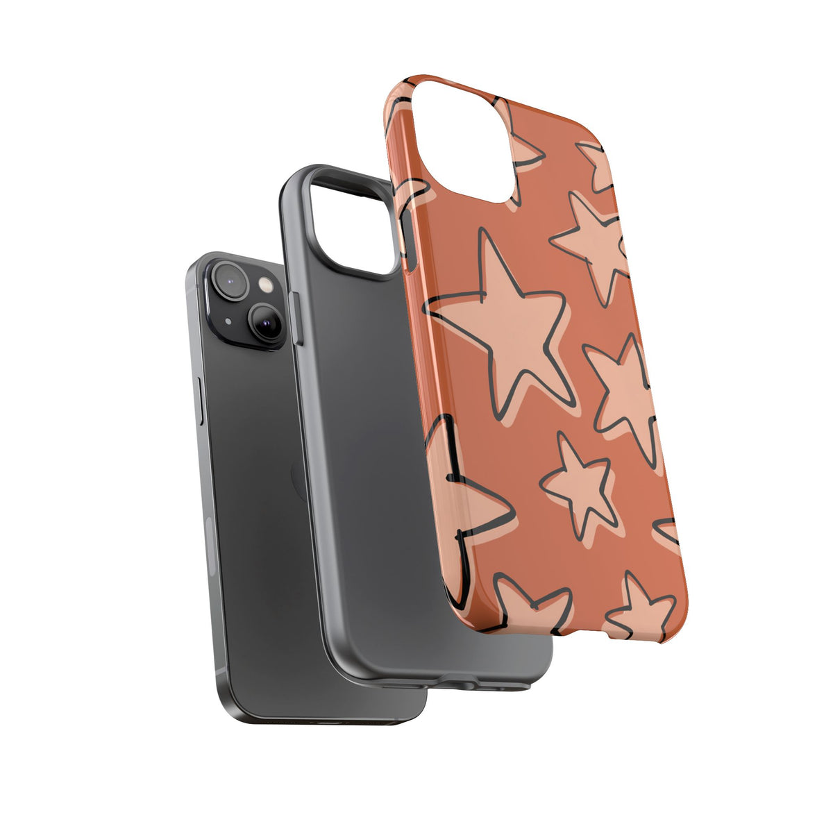 Burnt Orange Doodle Star Phone Case