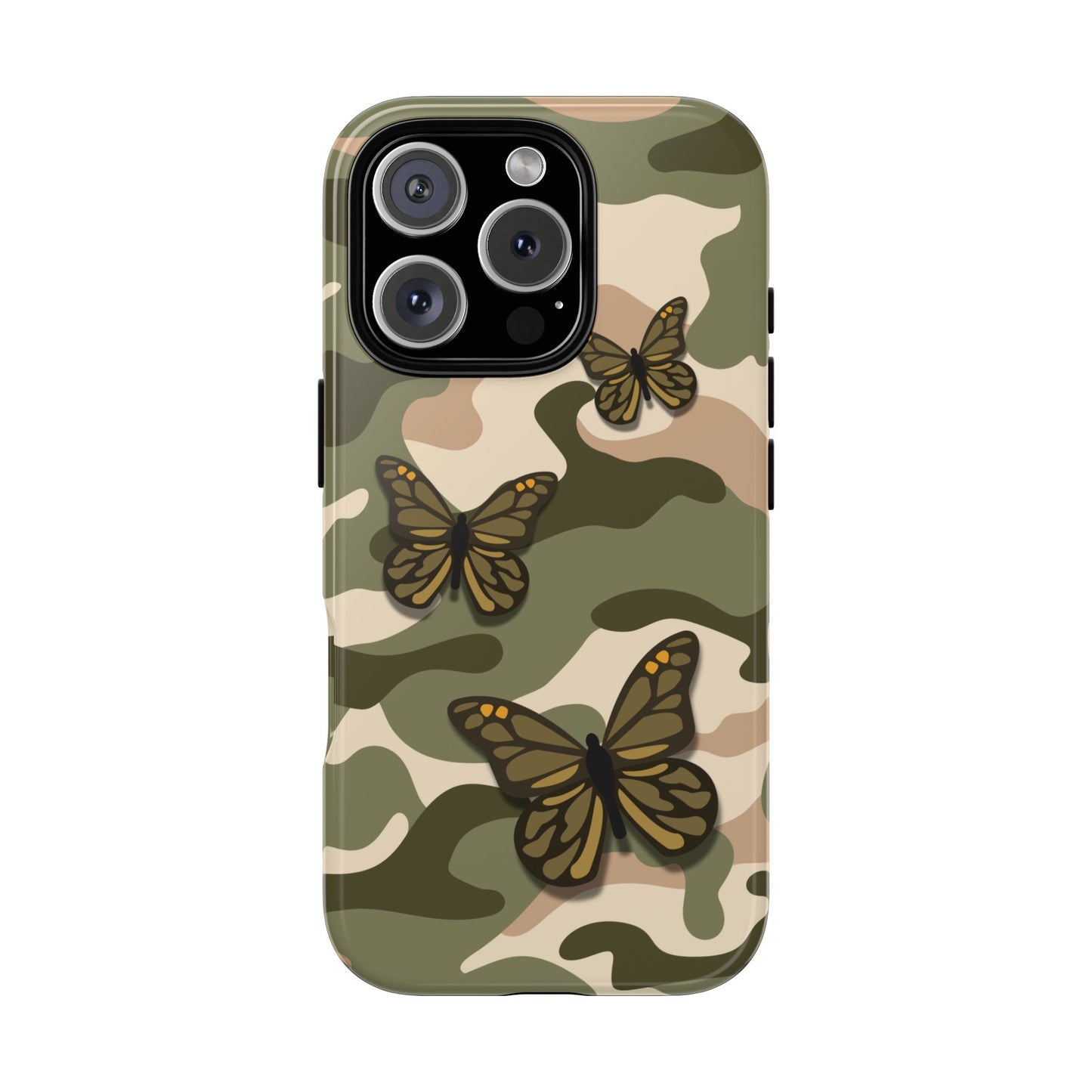 iPhone 16 Pro / Glossy Phone Case - Green Butterfly Camo Phone Case