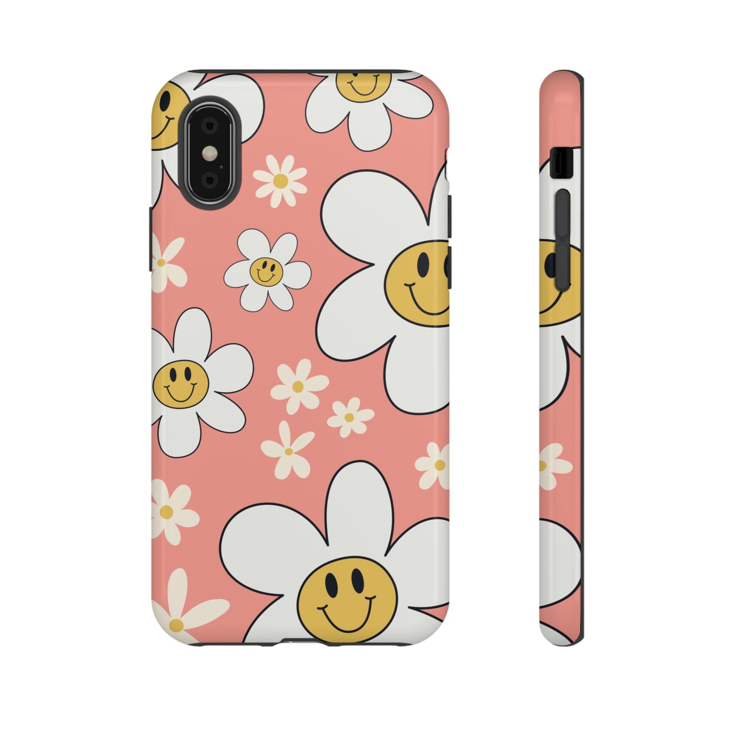 Fun Retro Daisy Pattern with Pink Background Phone Case - Pink Phone Case - iPhone X / Glossy