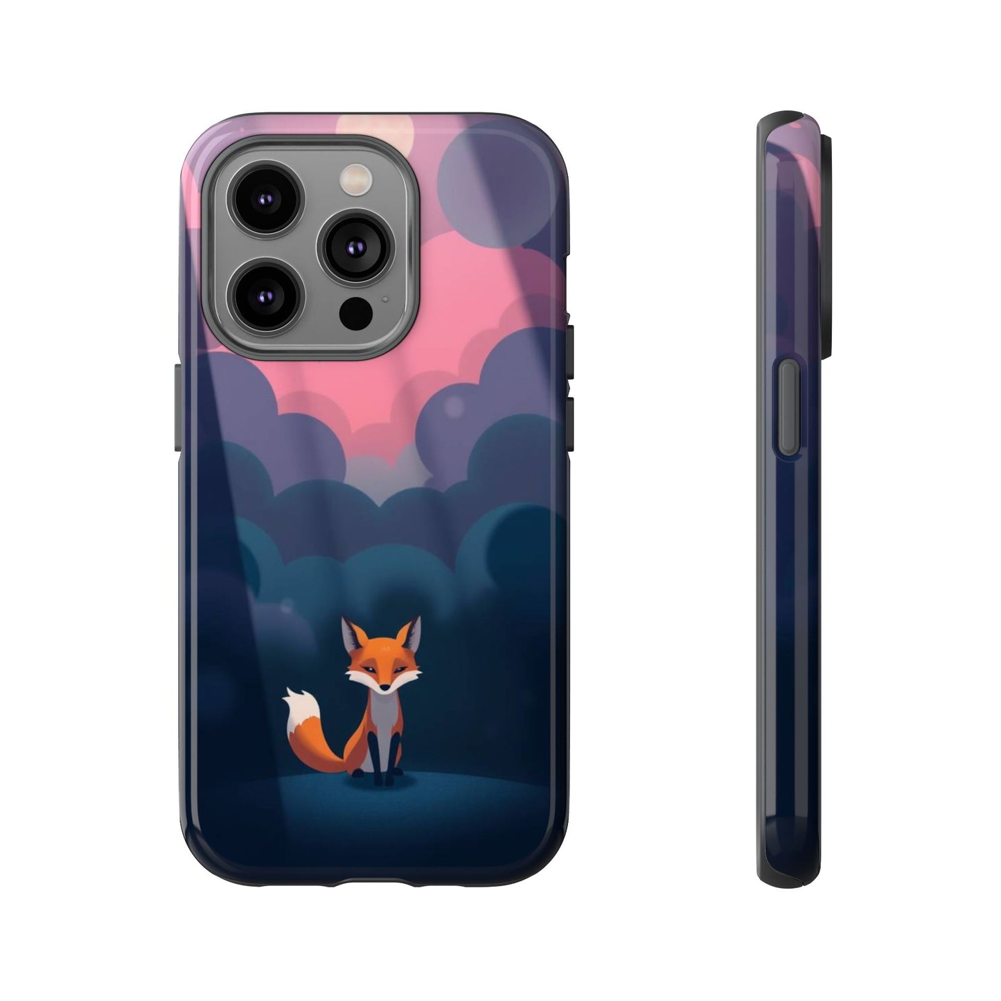 iPhone 14 Pro / Glossy Phone Case - Moody Pop Art Fox Design Phone Case