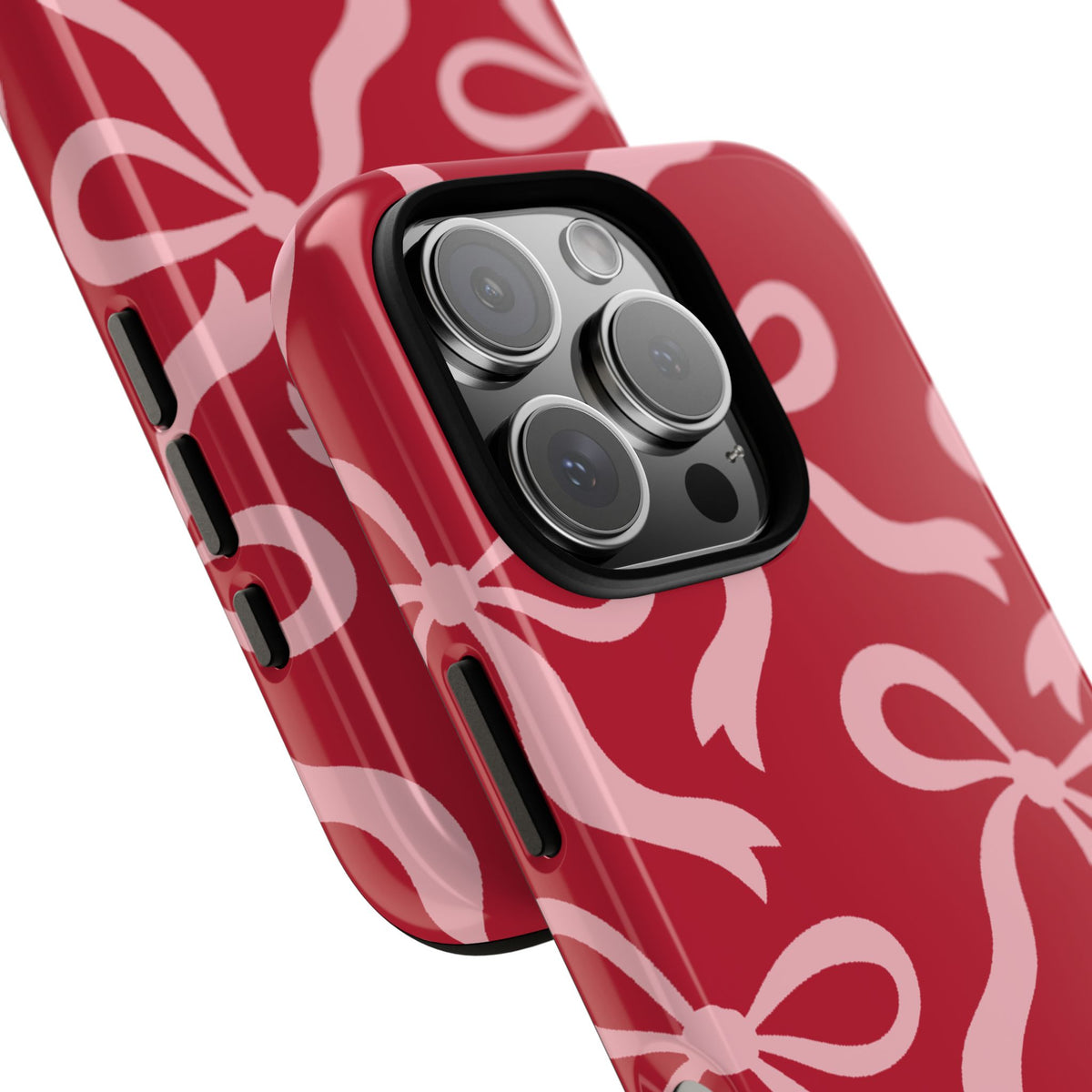 Bold Raspberry Red and Blush Pink Bow Pattern Phone Case - Red Phone Case
