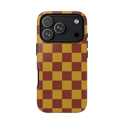 Trendy Mustard & Burgandy Checked Pattern Phone Case - Brown Phone Case - iPhone 17 Pro / Glossy