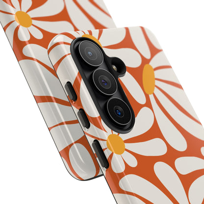 Retro Orange Daisy Pattern Phone Case - Orange Phone Case