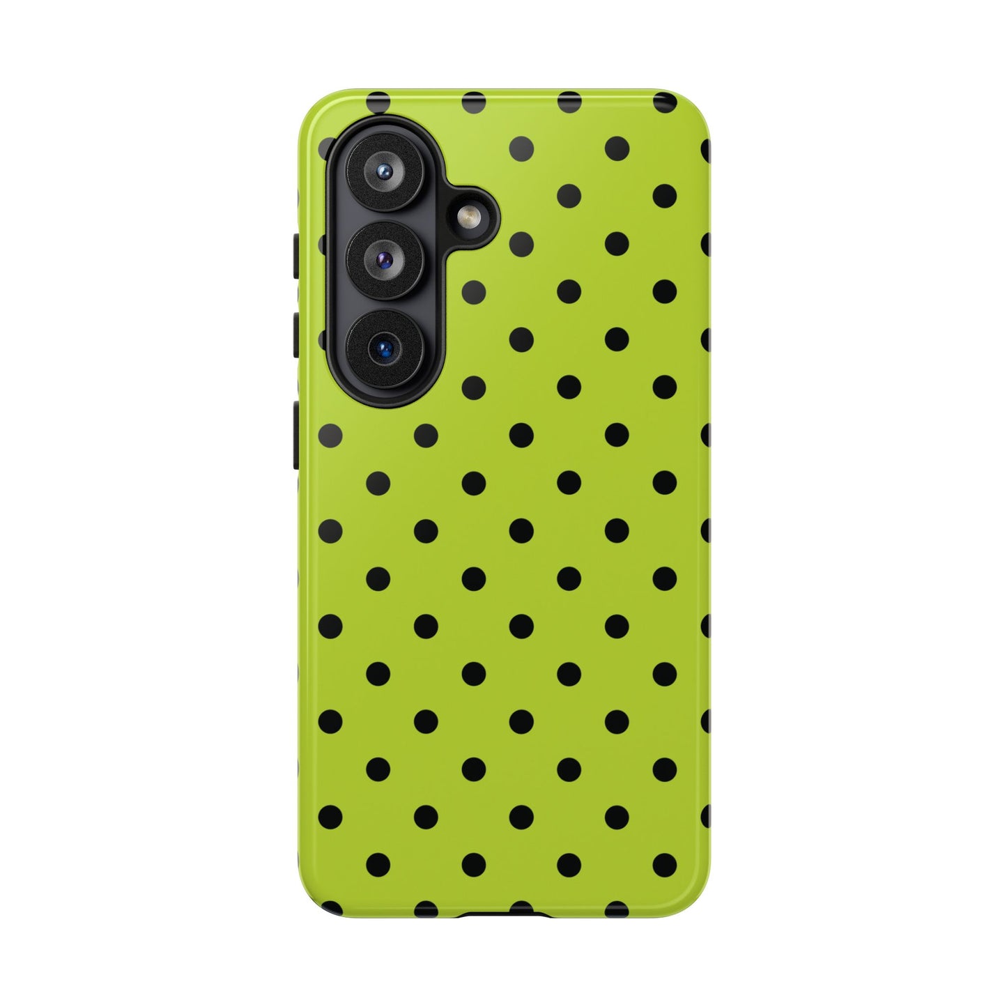 Trendy Neon Lime Green & Black Dot Pattern Phone Case