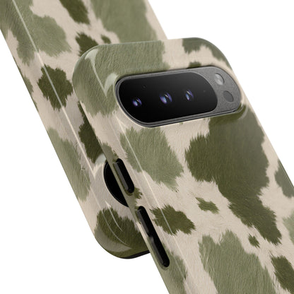 Stylish Olive Green Cow Print Phone Case