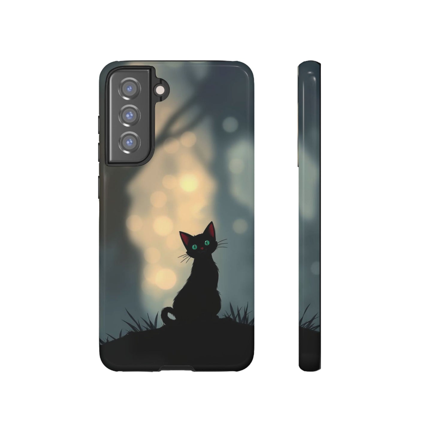 Samsung Galaxy S21 FE / Glossy Phone Case - Gothic Cat Design Phone Case
