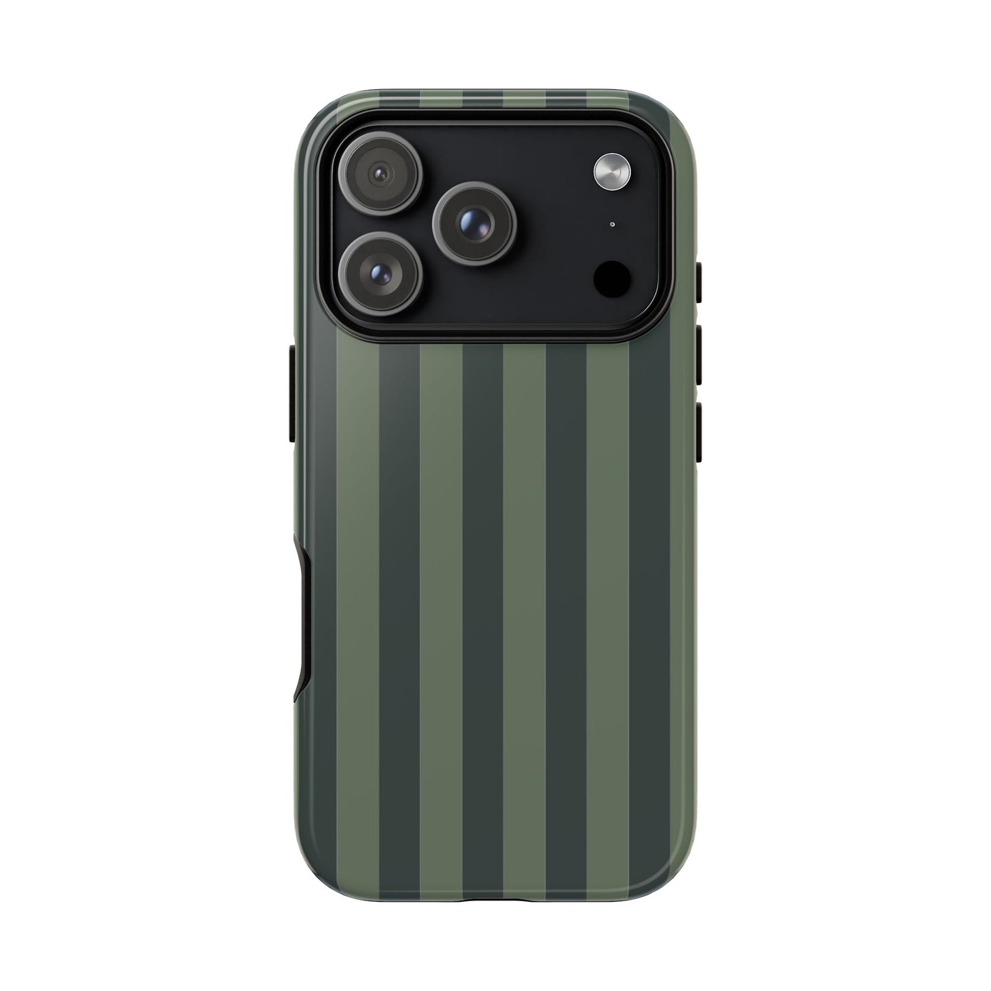 iPhone 17 Pro / Glossy Phone Case - ’Dark Green Stripe Pattern’ Phone Case