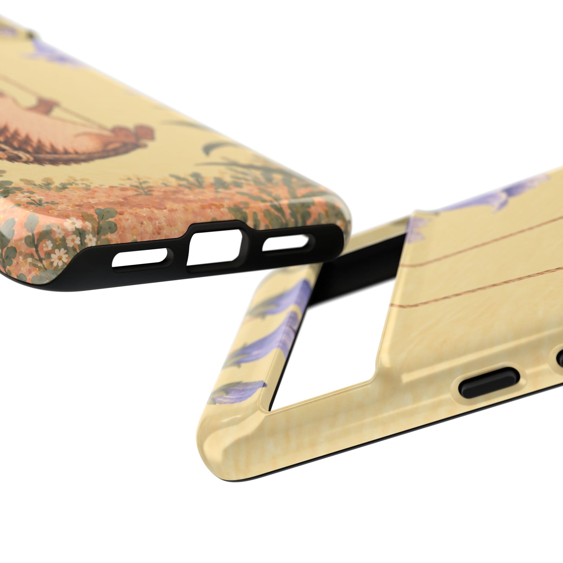 Whimsical Buttercream Hedgehog and Bluebell Phone Case - Yellow Phone Case