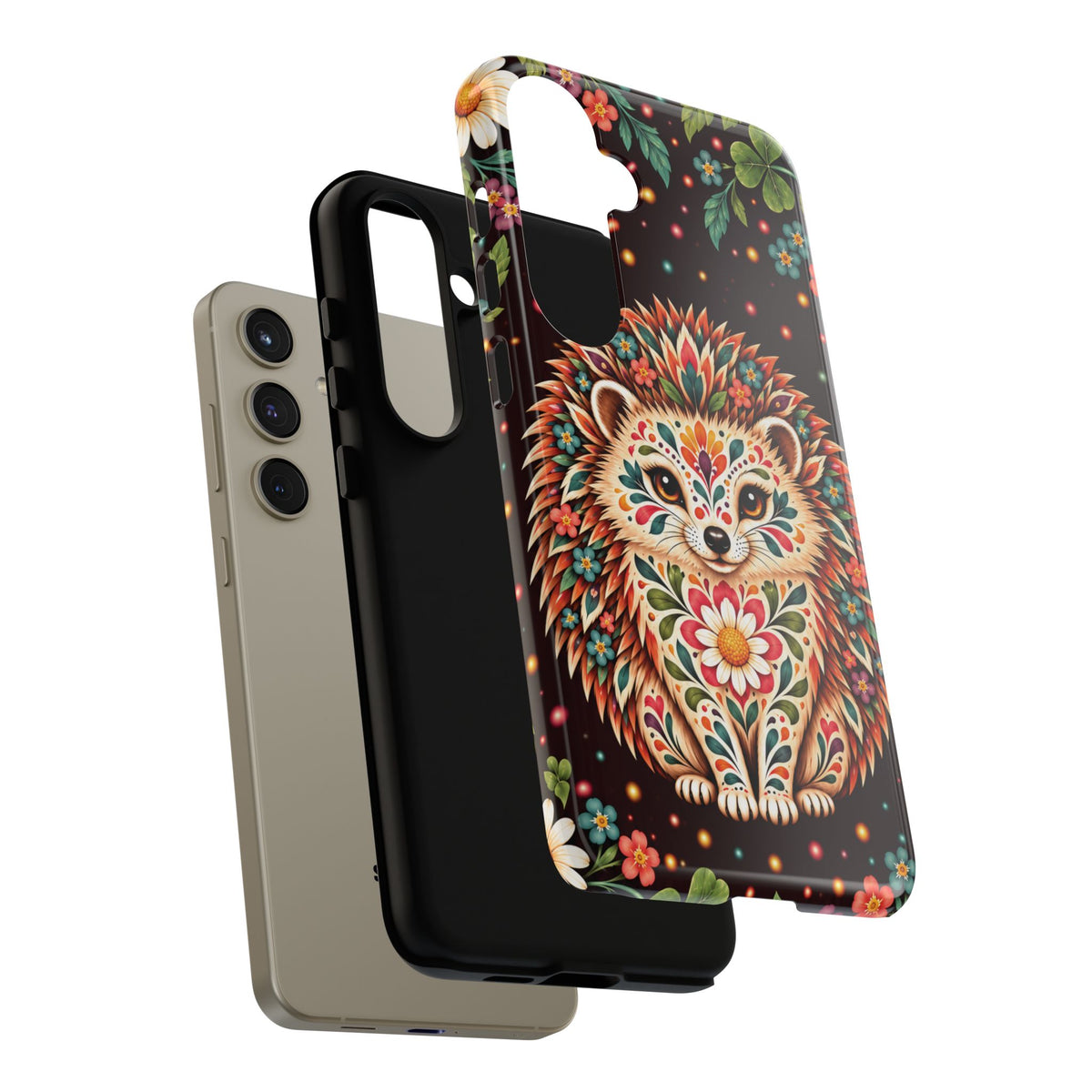 Vibrant Terracotta and Teal Calavera Hedgehog Phone Case - Multicolor Phone Case