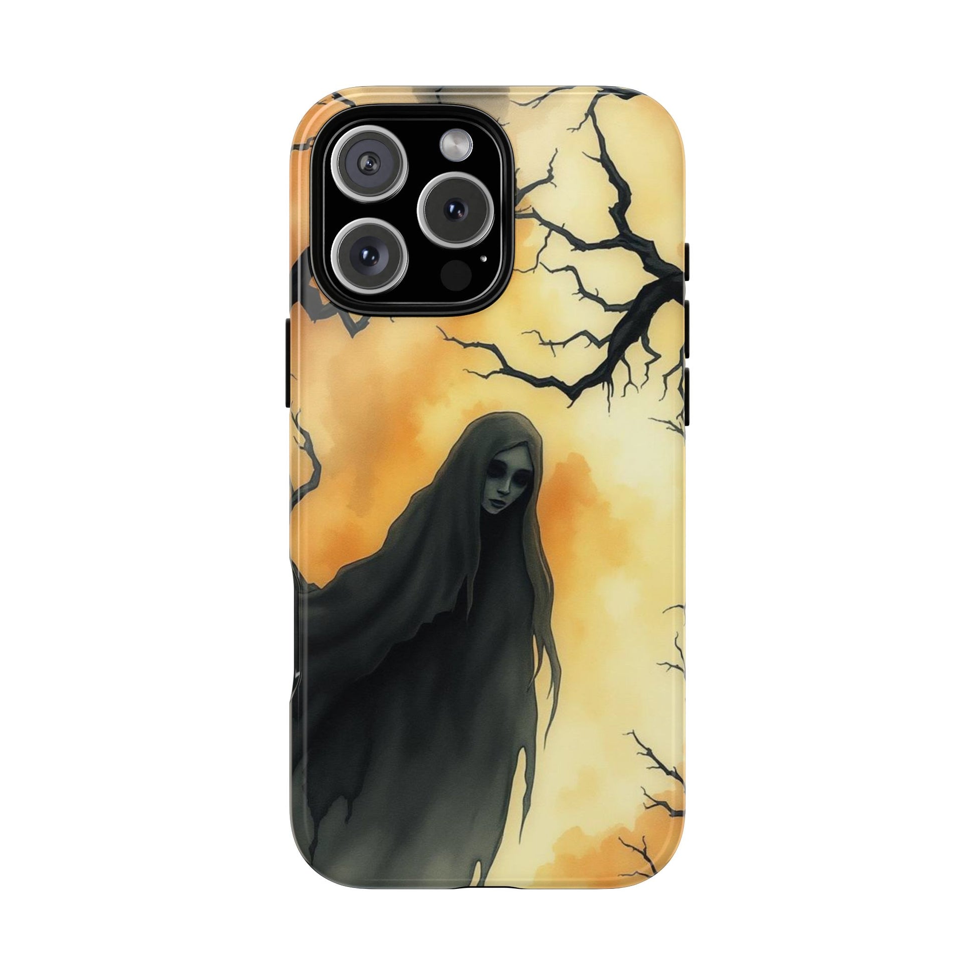 Watercolour Gothic Deathly Woman Phone Case - Multicolor Phone Case - iPhone 16 Pro Max / Glossy