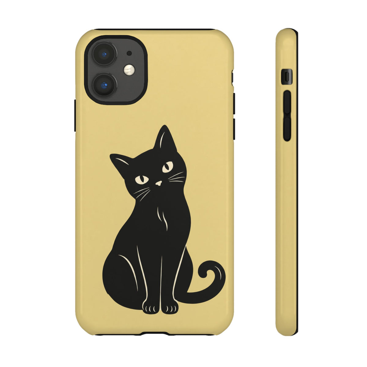 Minimalist Butter Yellow & Black Cat Phone Case