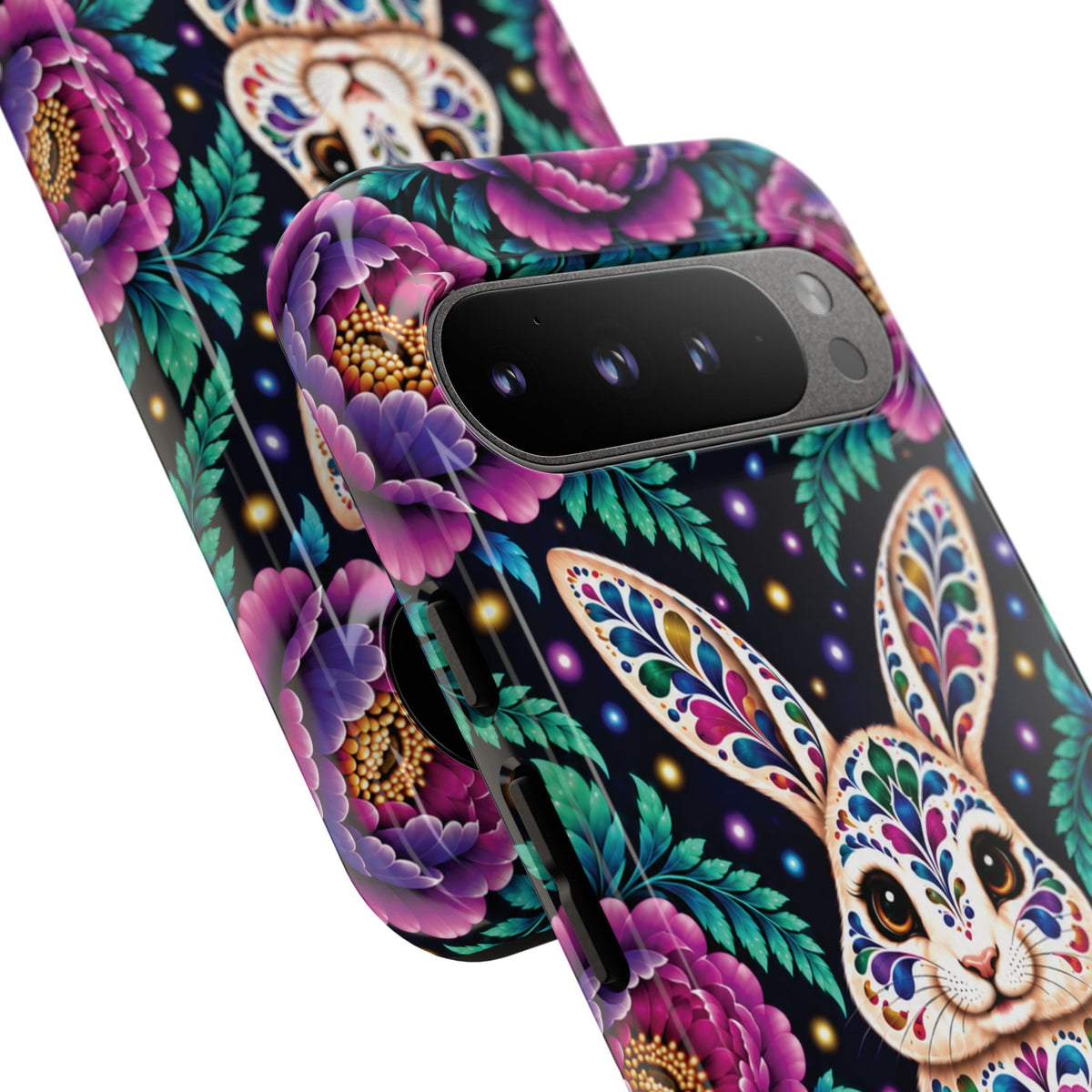 Cute Purple and Teal Calavera Bunny Phone Case - Multicolor Phone Case