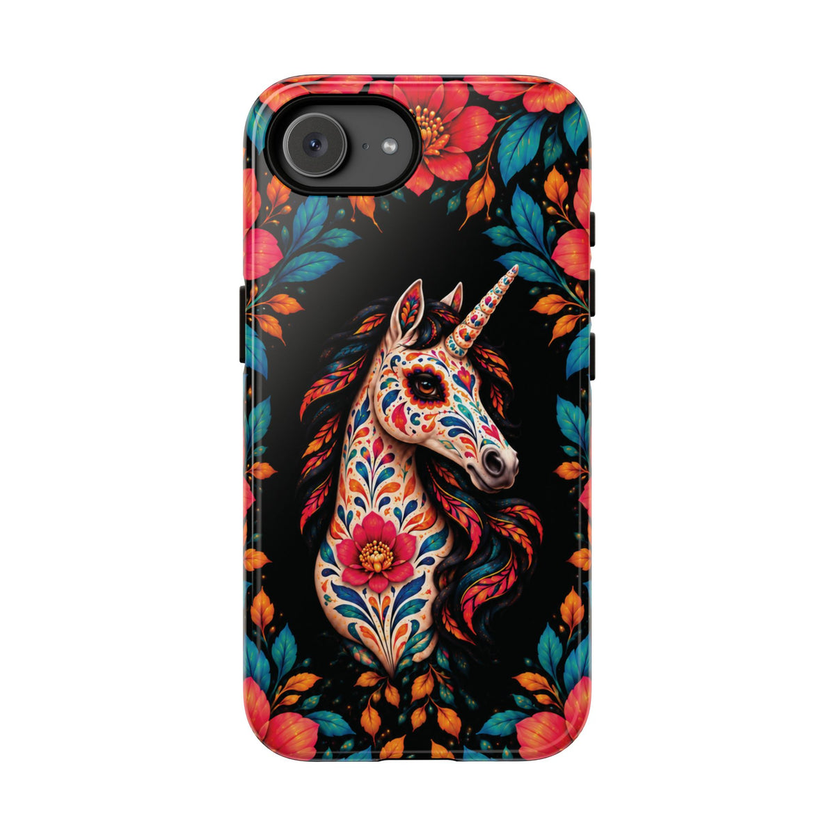 Elegant Pink and Turquoise Calavera Unicorn Phone Case - Multicolor Phone Case - iPhone 17e / Glossy