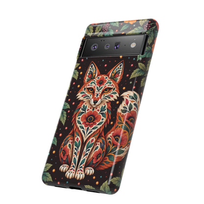 Vibrant Terracotta and Teal Calavera Fox Phone Case - Multicolor Phone Case