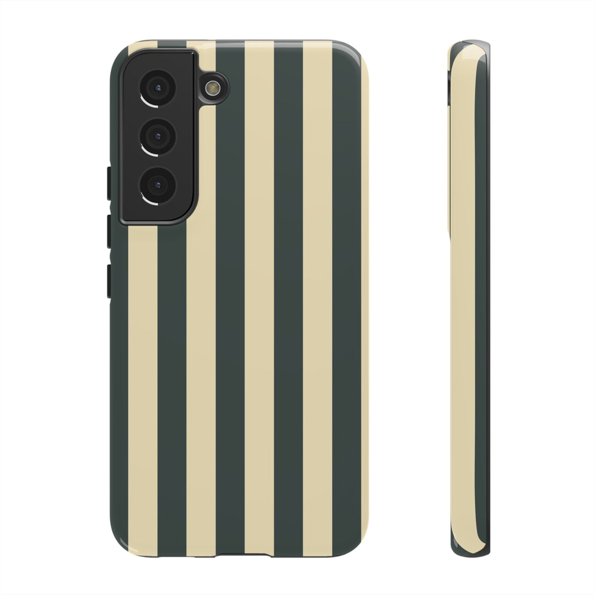 Green & Beige Stripe Pattern Phone Case - Green Phone Case - Samsung Galaxy S22 / Glossy