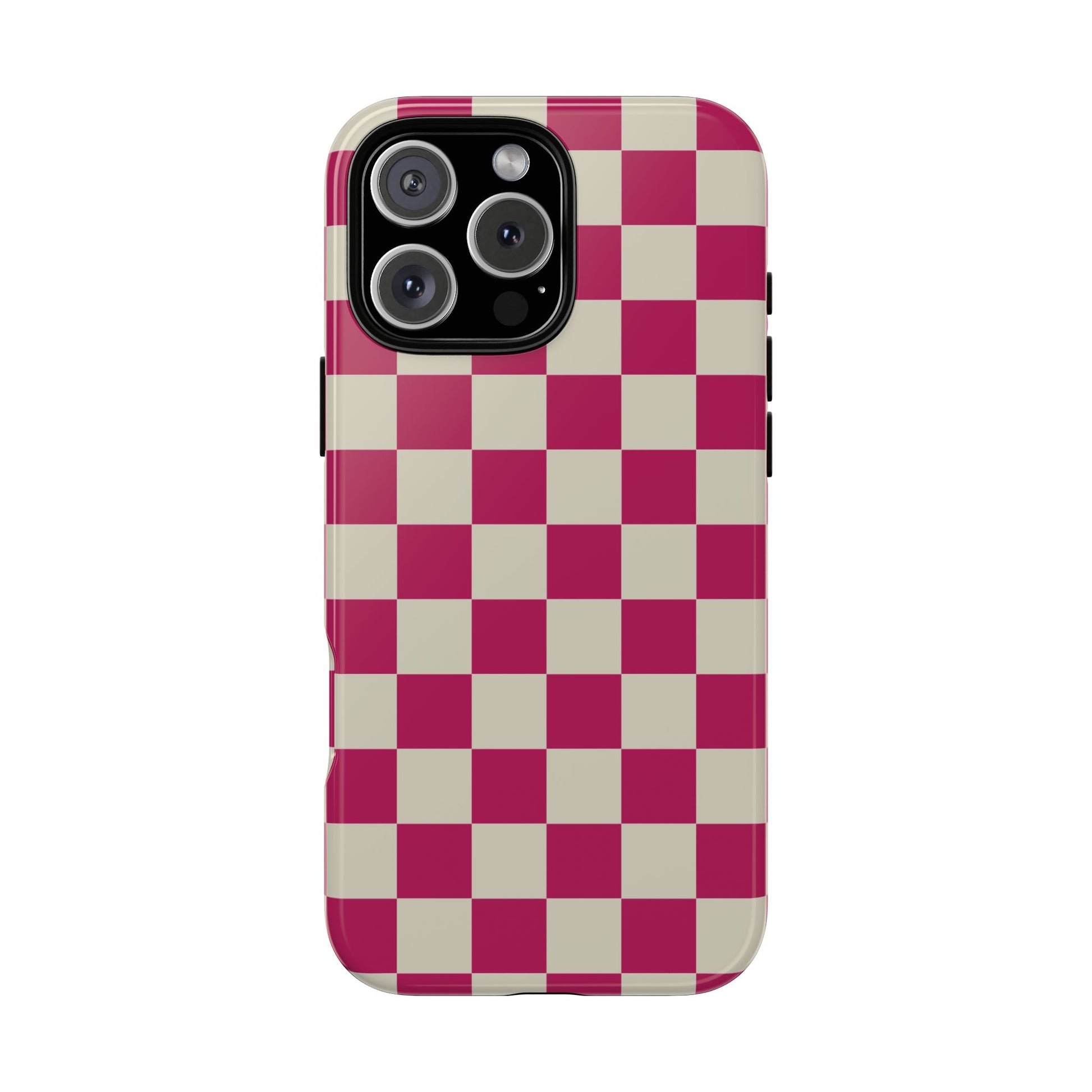 Pink & White Checked Pattern Phone Case - Pink Phone Case - iPhone 16 Pro Max / Glossy