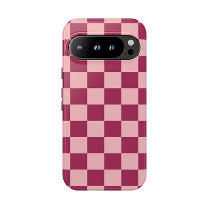 Pink Checked Pattern Phone Case - Pink Phone Case - Google Pixel 9 Pro / Glossy